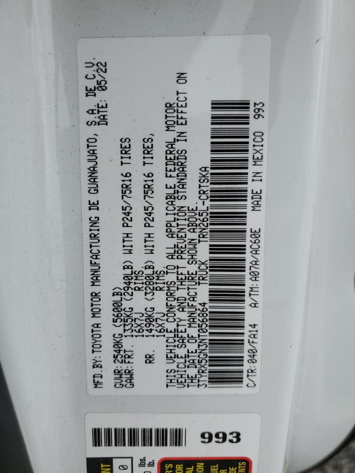 2022 TOYOTA TACOMA ACCESS CAB VIN:3TYRX5GN3NT056864