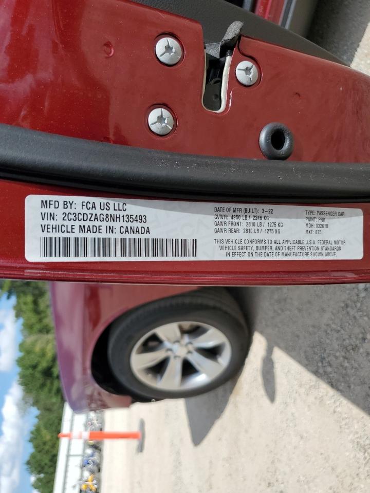 2022 DODGE CHALLENGER SXT VIN:2C3CDZAG8NH135493