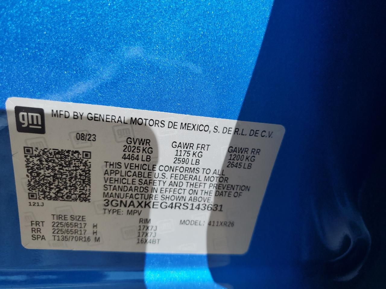 2024 CHEVROLET EQUINOX LT VIN:3GNAXKEG4RS143631