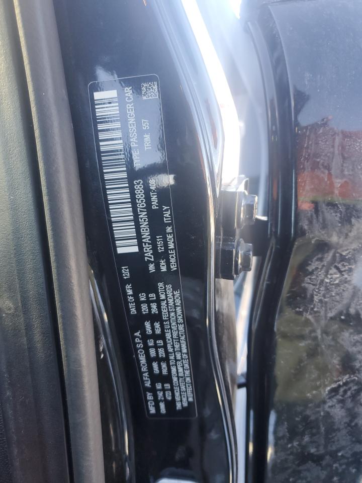 2022 ALFA ROMEO GIULIA SUPER VIN:ZARFANBN5N7658883