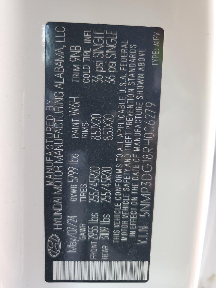 2024 HYUNDAI SANTA FE LIMITED VIN:5NMP3DG18RH006279