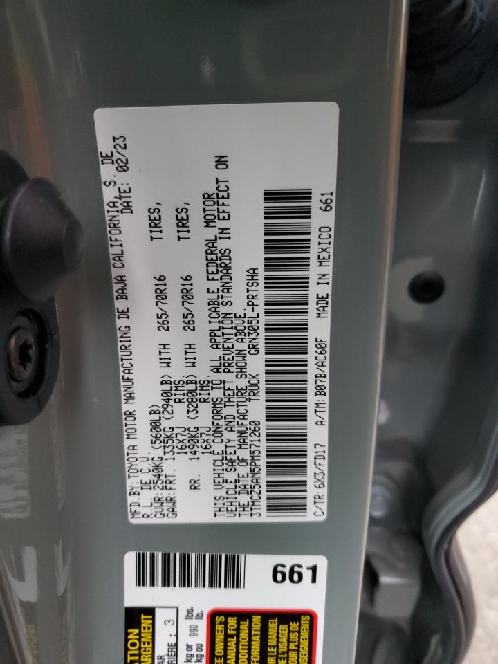 2023 TOYOTA TACOMA DOUBLE CAB VIN:3TMCZ5AN5PM571260