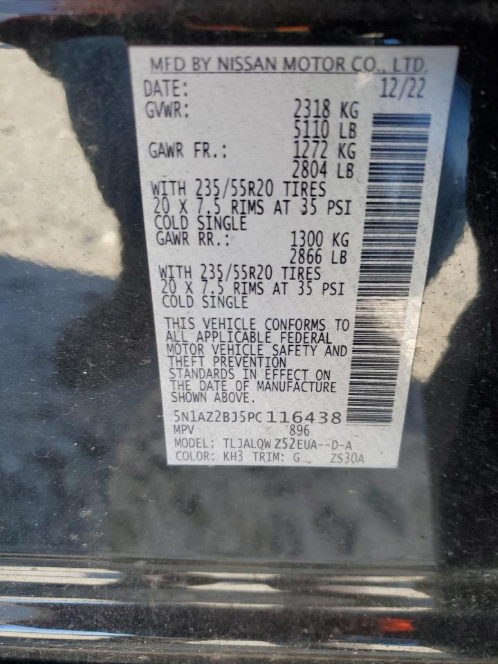 2023 NISSAN MURANO SV VIN:5N1AZ2BJ5PC116438