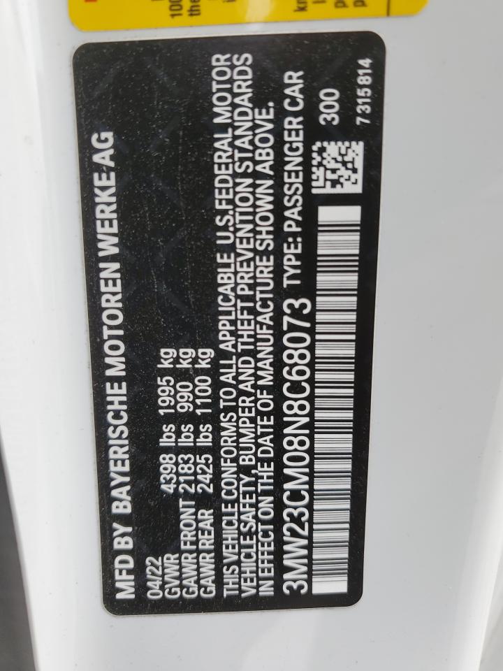 2022 BMW 230I VIN:3MW23CM08N8C68073