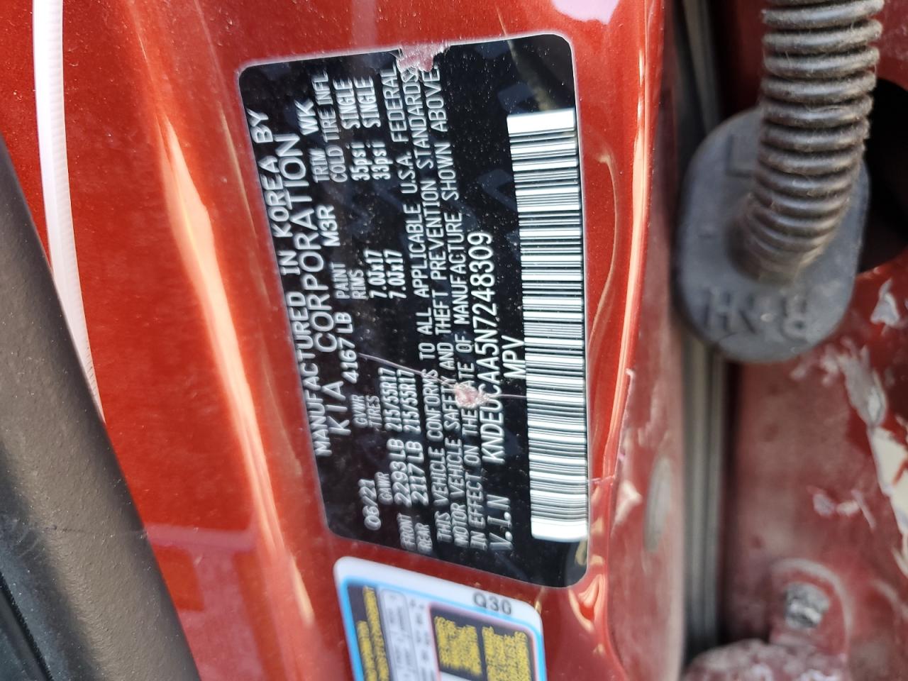 2022 KIA SELTOS S VIN:KNDEUCAA5N7248309
