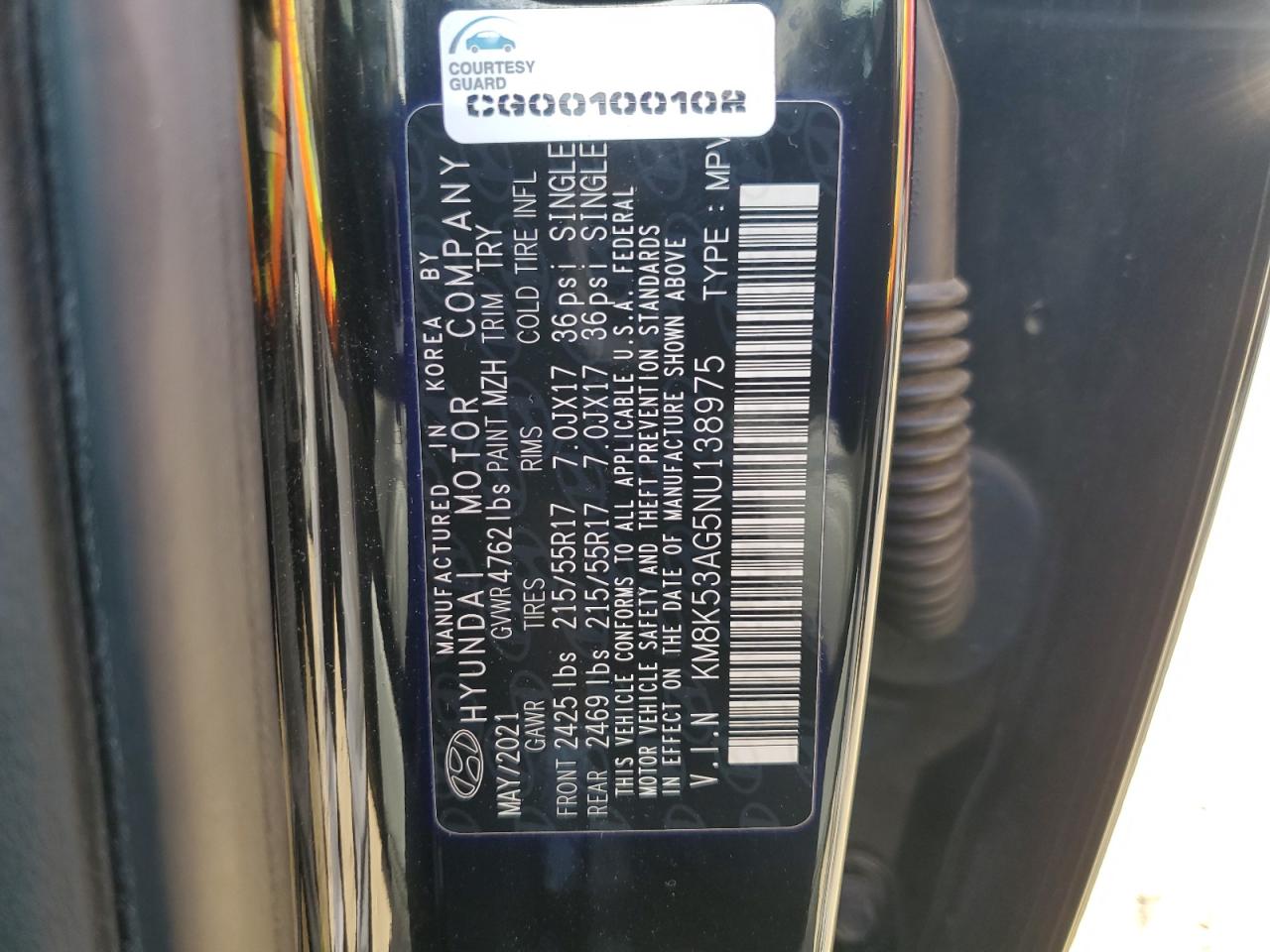 2022 HYUNDAI KONA LIMITED VIN:KM8K53AG5NU138975
