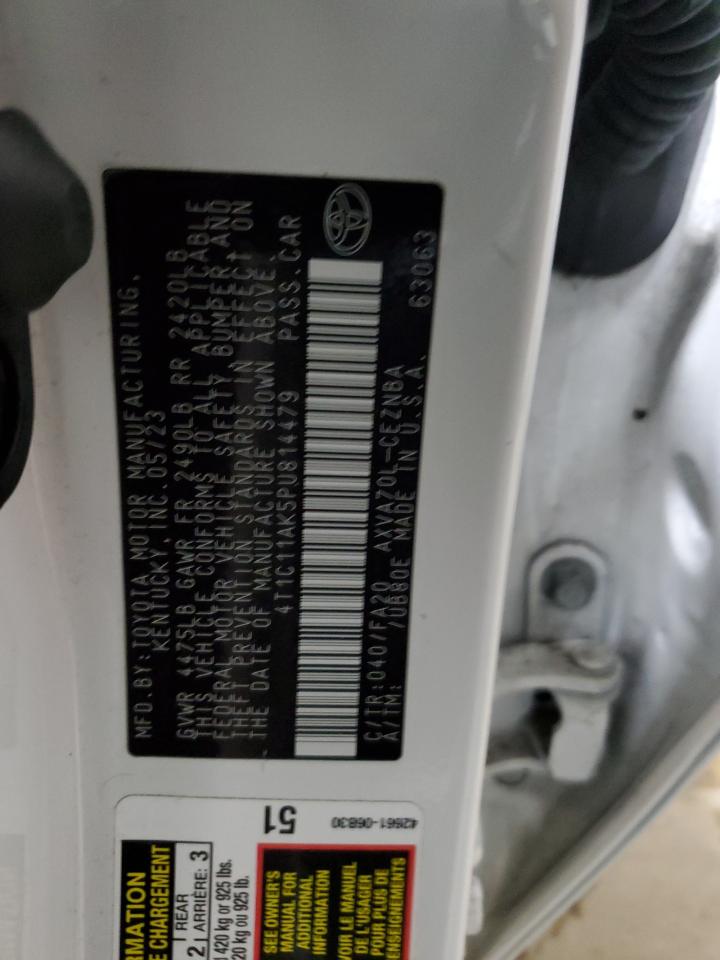 2023 TOYOTA CAMRY LE VIN:4T1C11AK5PU814479