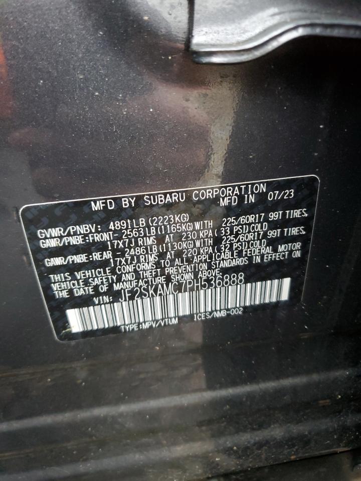 2023 SUBARU FORESTER WILDERNESS VIN:JF2SKAMC7PH536888