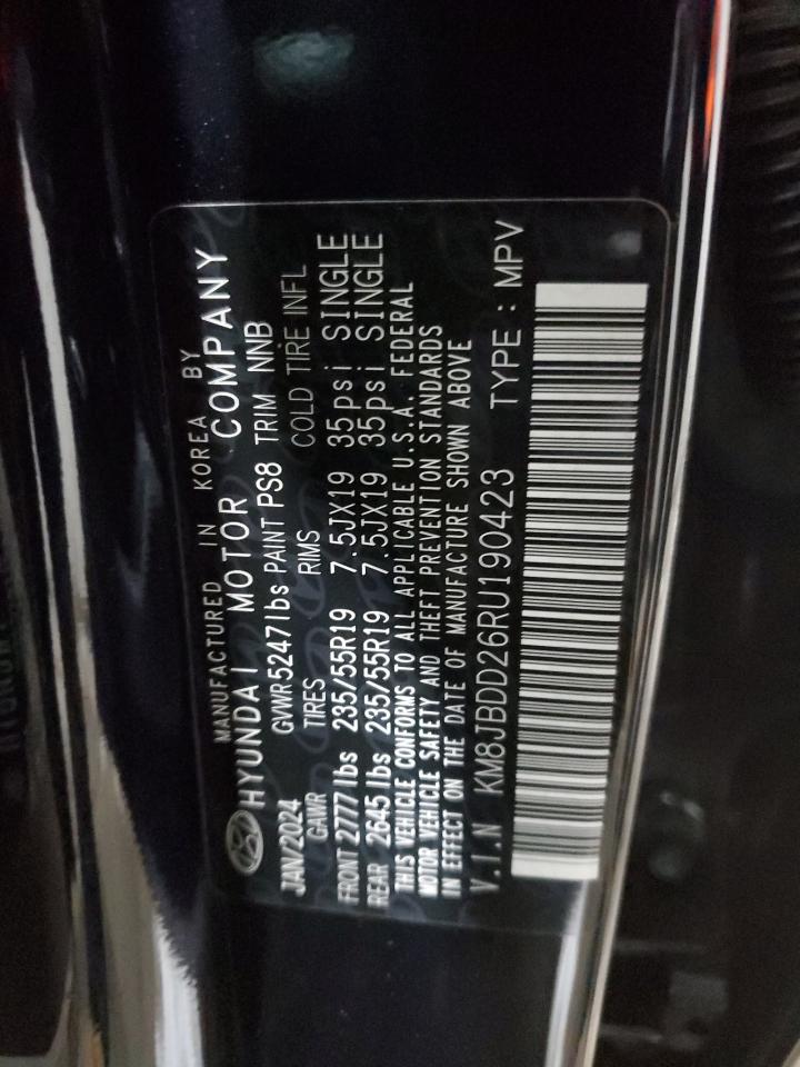 2024 HYUNDAI TUCSON SEL VIN:KM8JBDD26RU190423