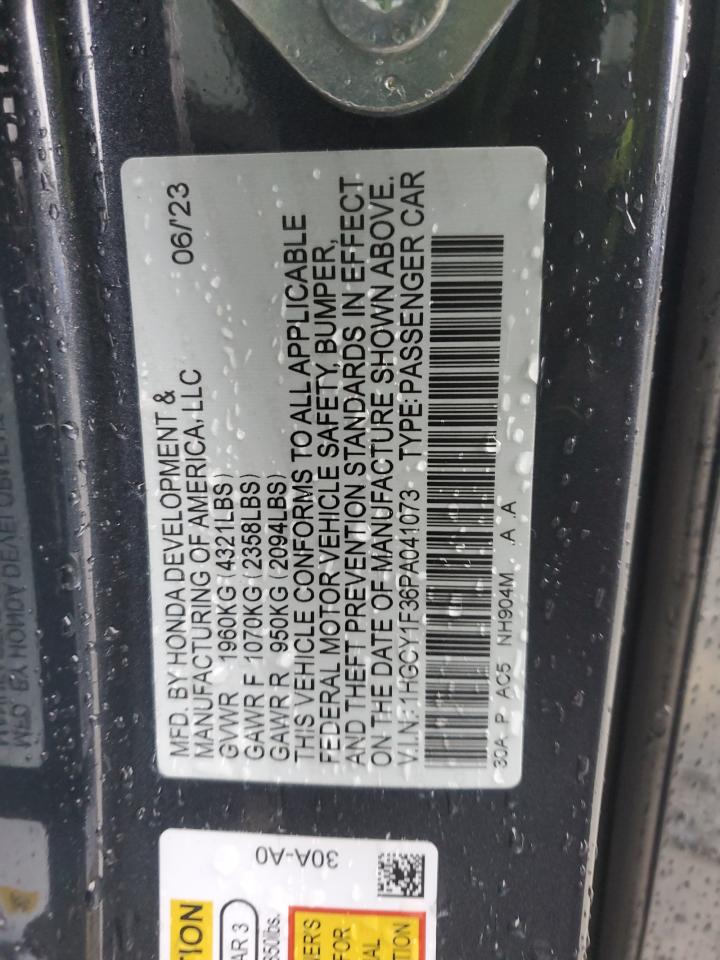 2023 HONDA ACCORD EX VIN:1HGCY1F36PA041073