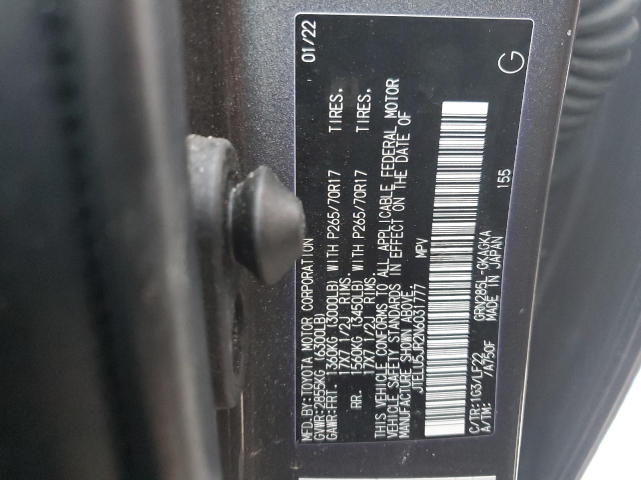 2022 TOYOTA 4RUNNER SR5 PREMIUM VIN:3N1AB7AP1HY308317