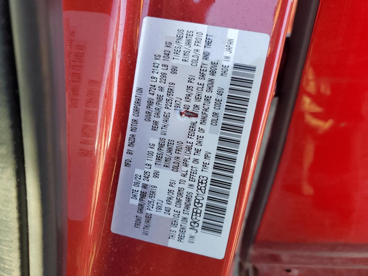 2023 MAZDA CX-5 PREMIUM PLUS VIN:JM3KFBEM3P0126353