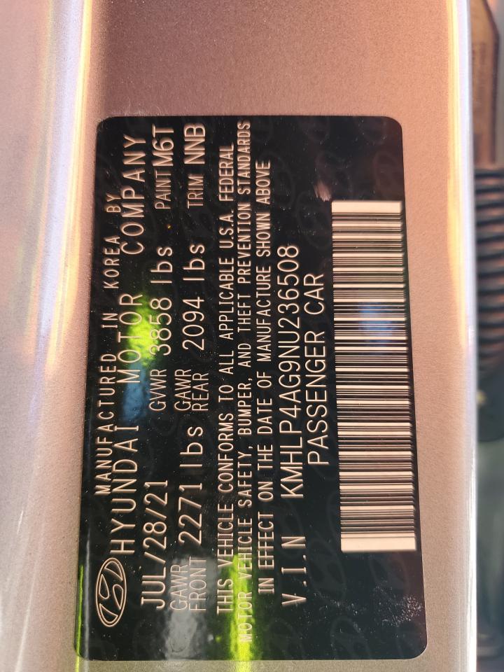 2022 HYUNDAI ELANTRA LIMITED VIN:KMHLP4AG9NU236508