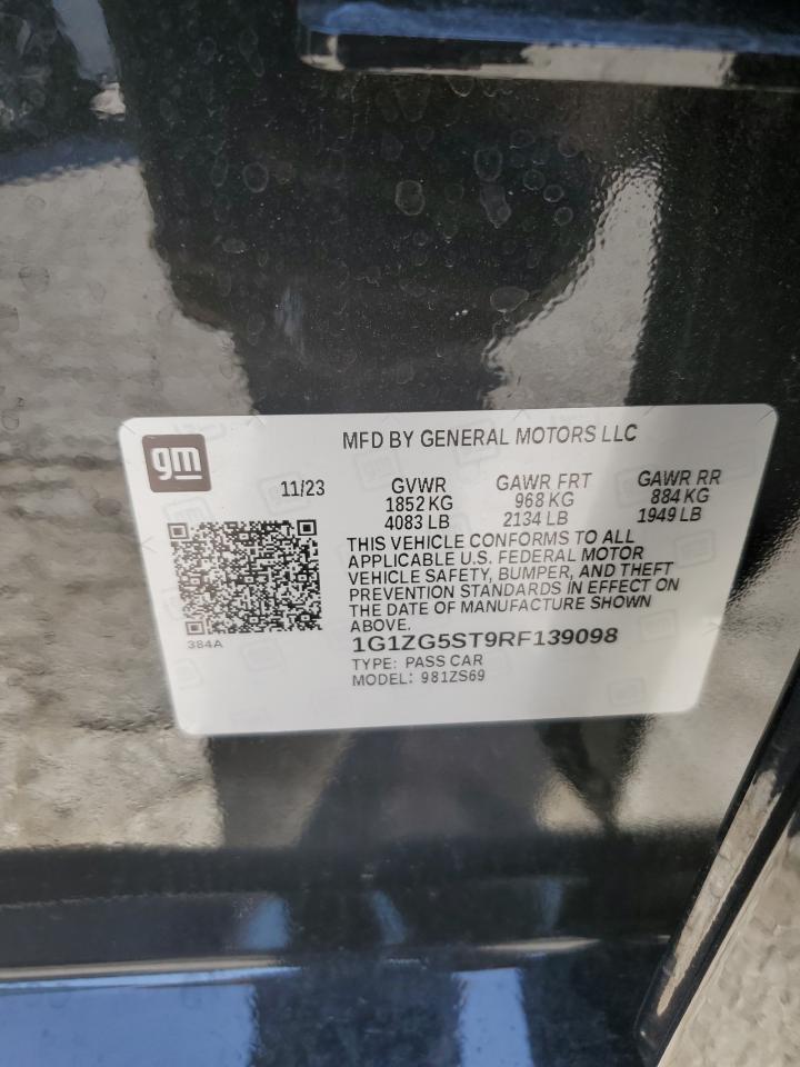 2024 CHEVROLET MALIBU RS VIN:1G1ZG5ST9RF139098