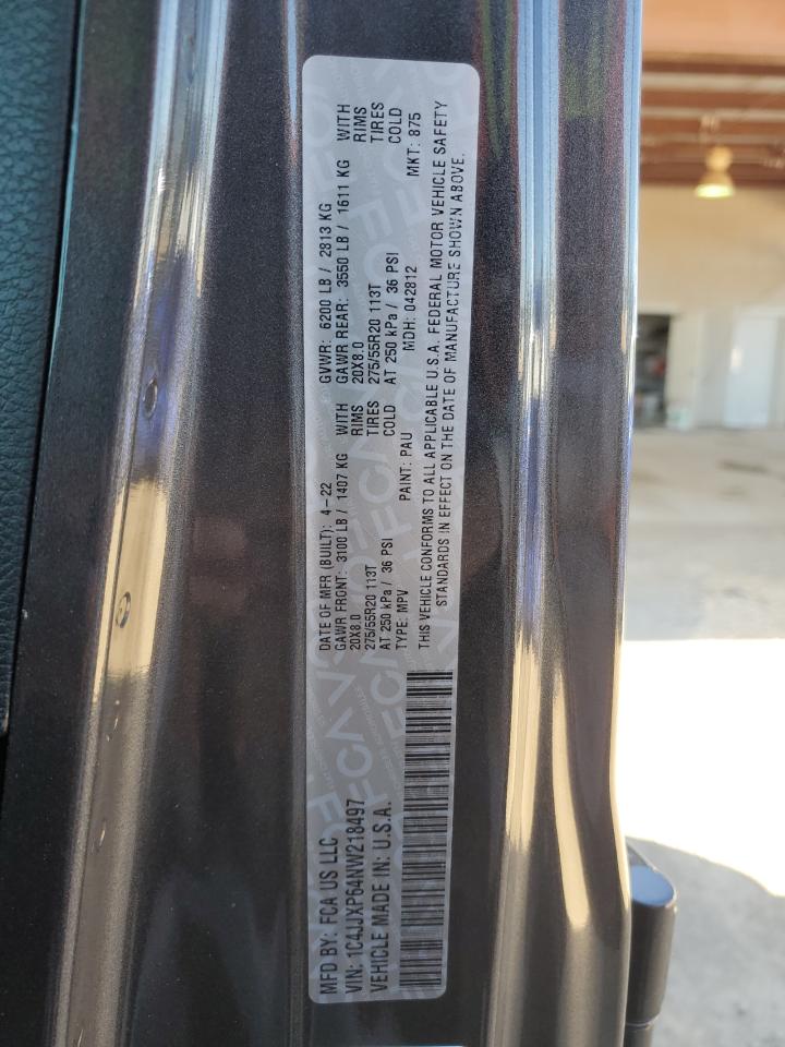 2022 JEEP WRANGLER UNLIMITED SAHARA 4XE VIN:1C4JJXP64NW218497