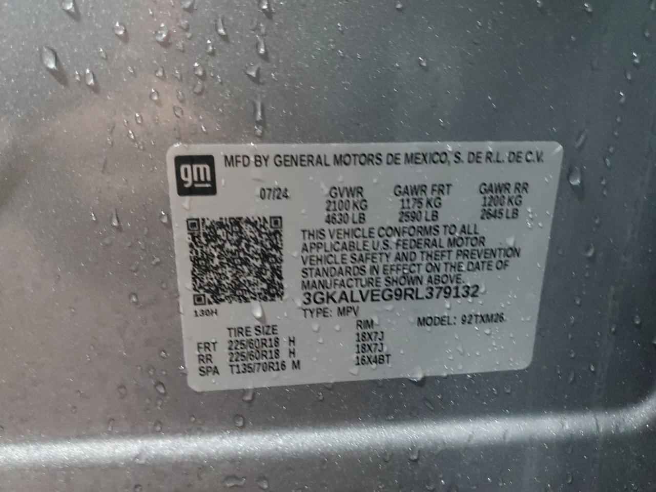 2024 GMC TERRAIN SLT VIN:3GKALVEG9RL379132