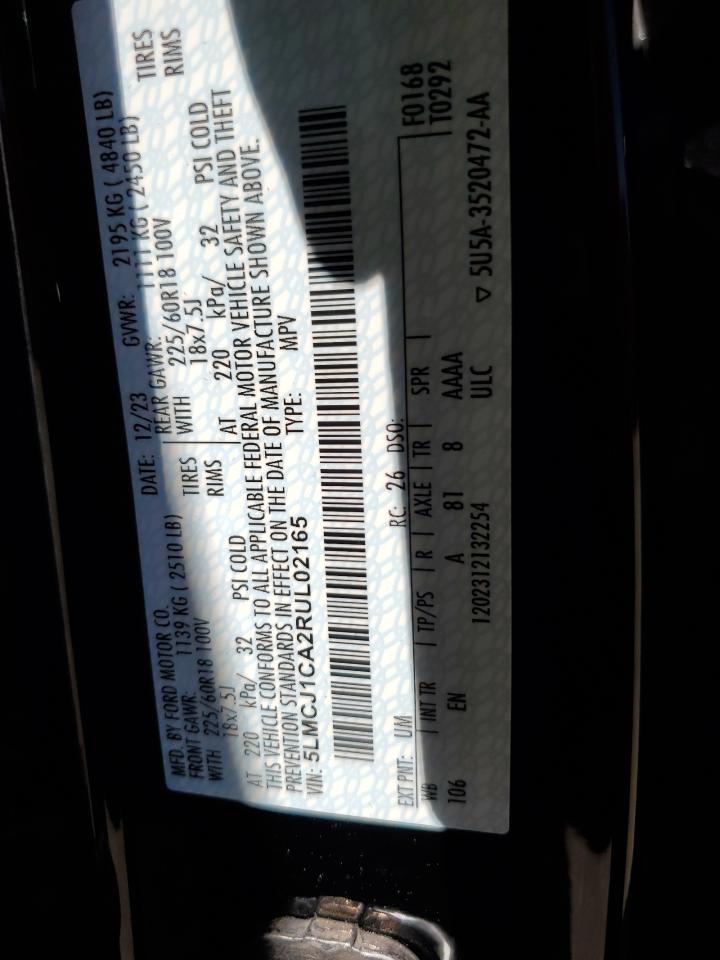 2024 LINCOLN CORSAIR VIN:5LMCJ1CA2RUL02165