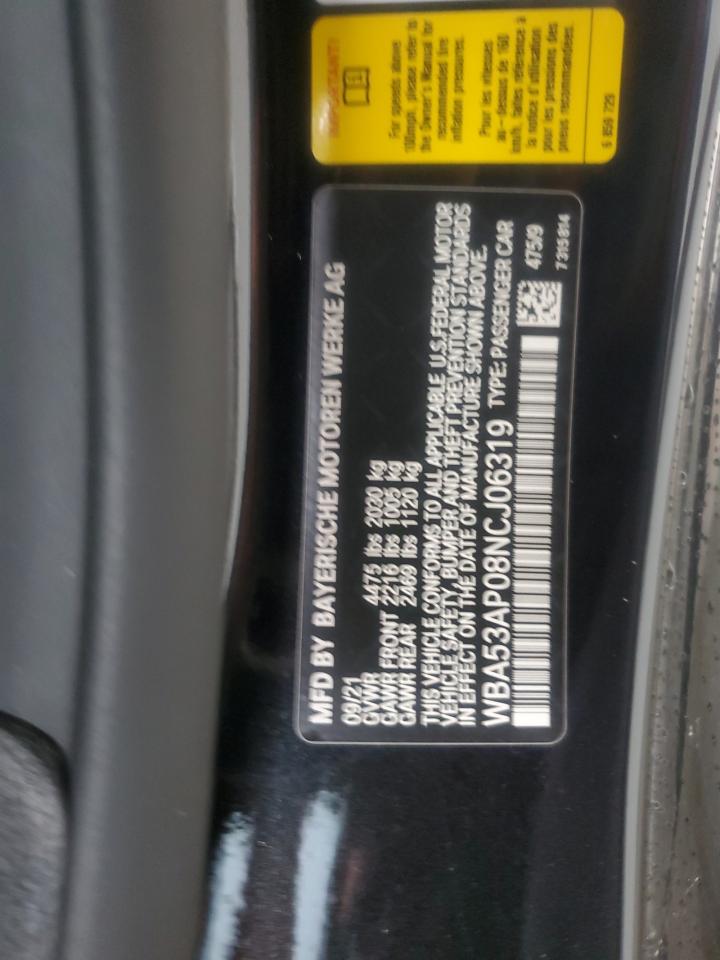 2022 BMW 430I VIN:WBA53AP08NCJ06319