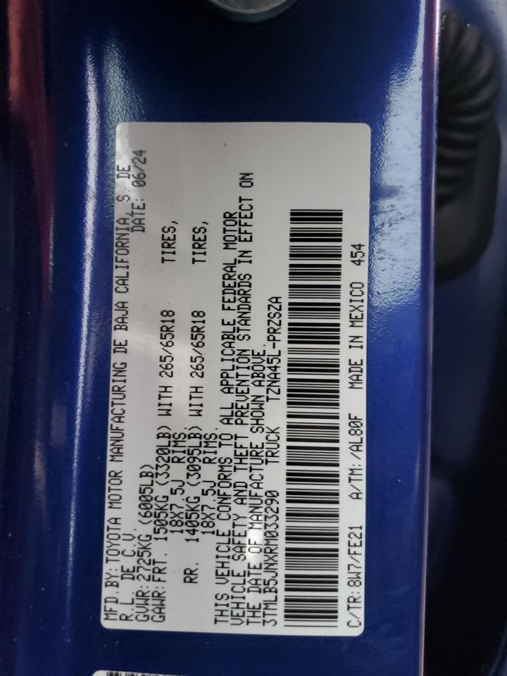 2024 TOYOTA TACOMA DOUBLE CAB VIN:3TMLB5JNXRM033290