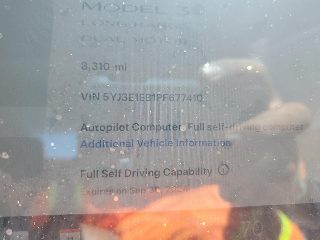 2023 TESLA MODEL 3 VIN:5YJ3E1EB1PF677410