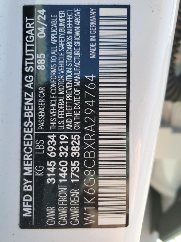 2024 MERCEDES-BENZ S 63 E PERFORMANCE VIN:W1K6G8CBXRA294764