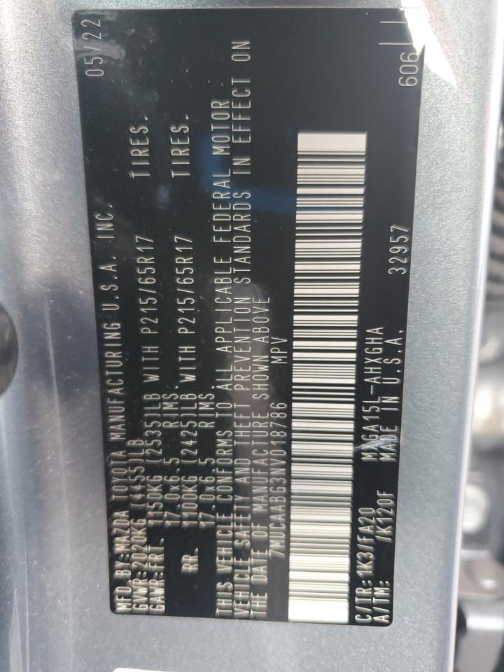2022 TOYOTA COROLLA CROSS LE VIN:7MUCAABG3NV018786