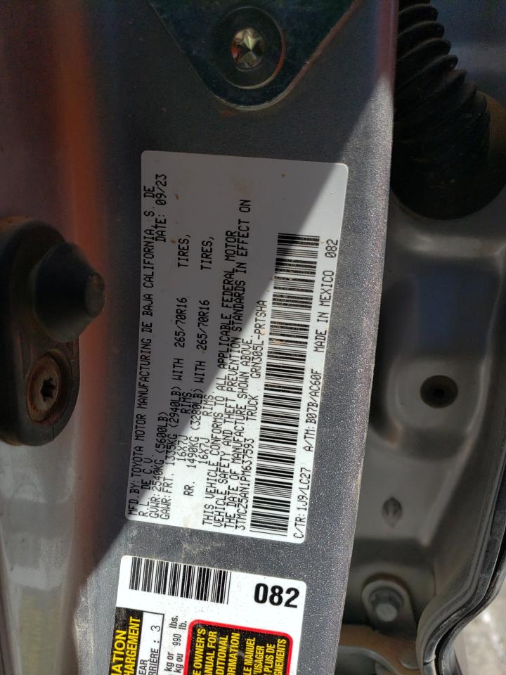 2023 TOYOTA TACOMA DOUBLE CAB VIN:3TMCZ5AN1PM637593