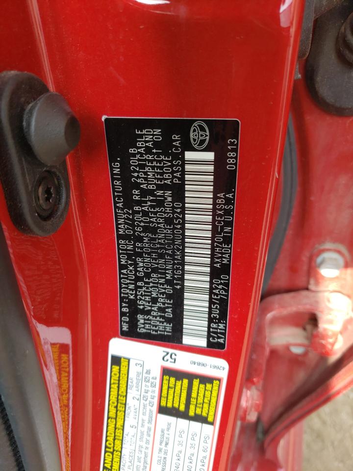 2022 TOYOTA CAMRY NIGHT SHADE VIN:4T1G31AK2NU045240