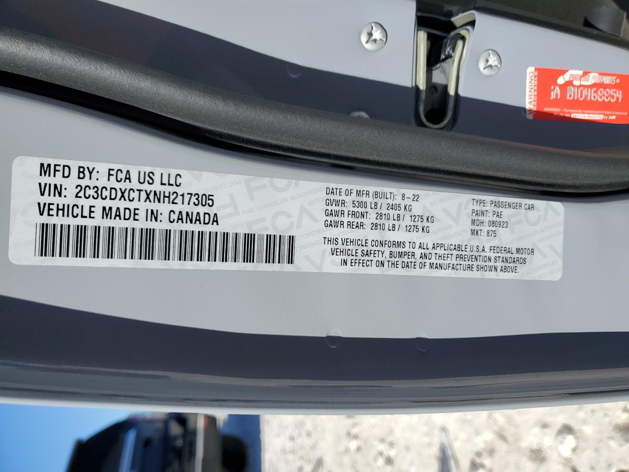 2022 DODGE CHARGER R/T VIN:1G1ZD5ST3PF203738