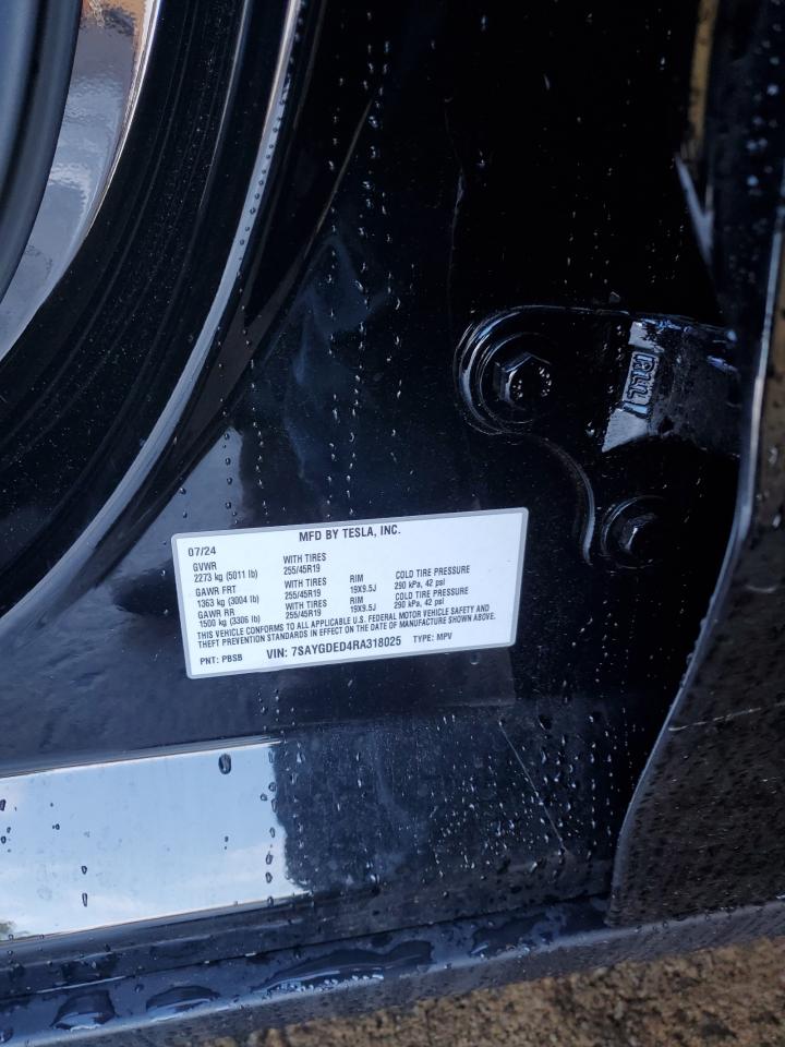 2024 TESLA MODEL Y VIN:7SAYGDED4RA318025