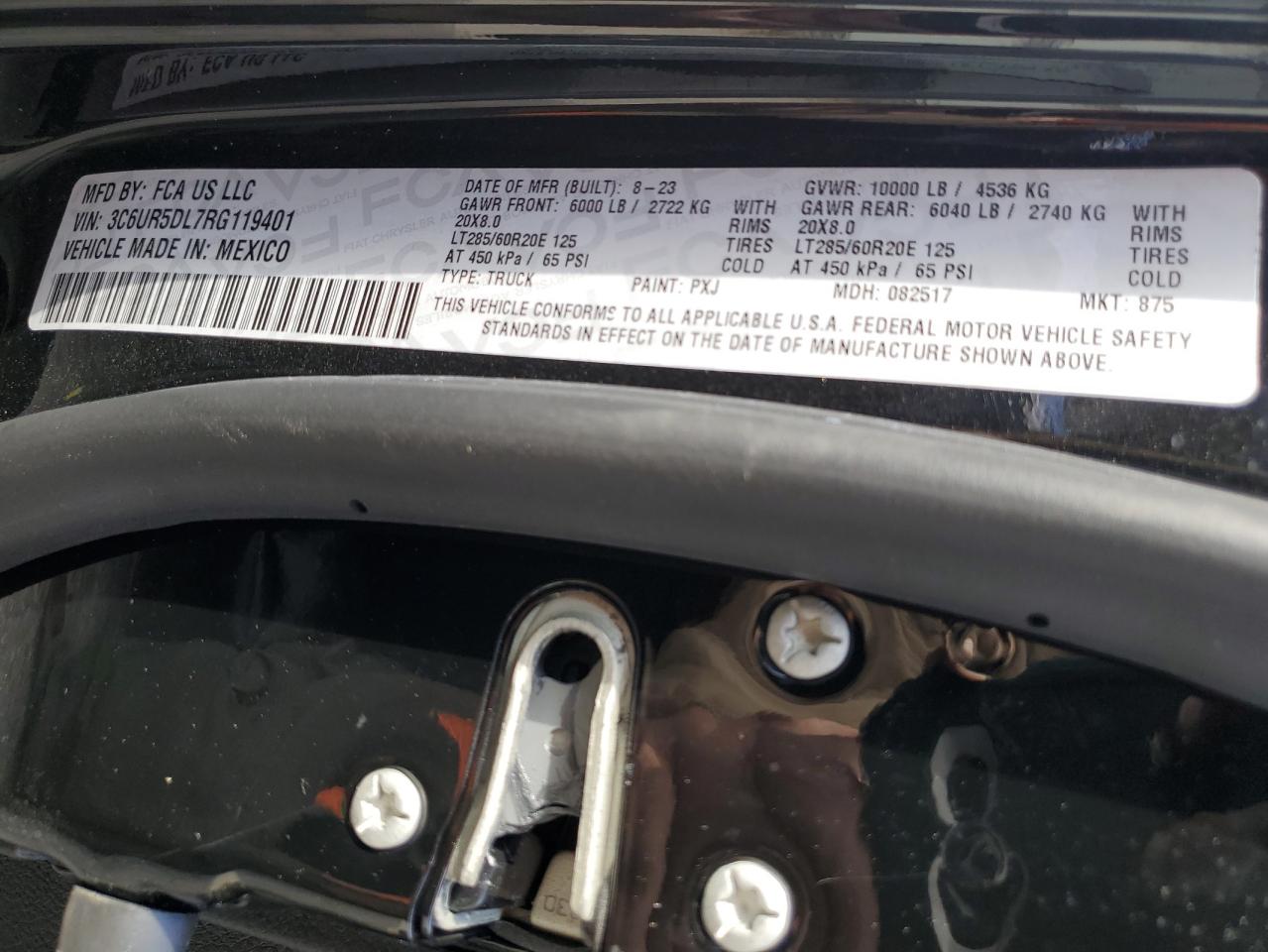 2024 RAM 2500 BIG HORN VIN:3C6UR5DL7RG119401