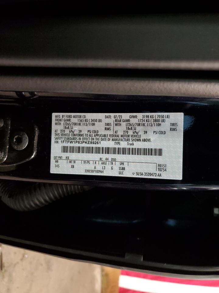 2023 FORD F150 POLICE RESPONDER VIN:1FTFW1P83PKE89261