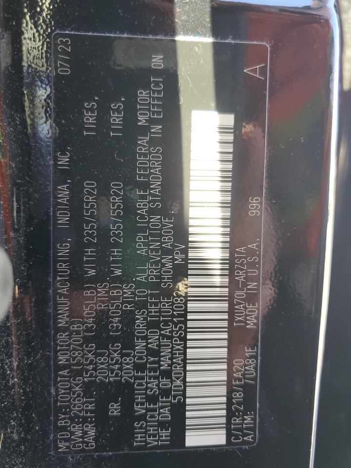 2023 TOYOTA HIGHLANDER L VIN:5TDKDRAHXPS511082