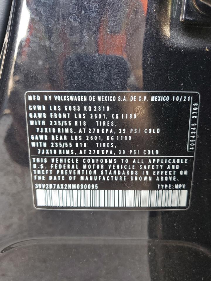 2022 VOLKSWAGEN TIGUAN SE VIN:3VV2B7AX2NM030095