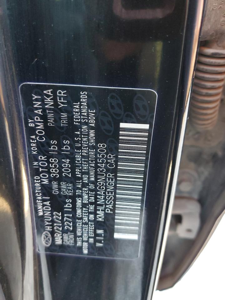 2022 HYUNDAI ELANTRA SEL VIN:KMHLN4AG9NU345508