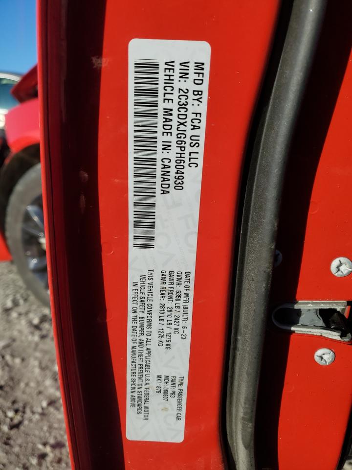 2023 DODGE CHARGER SXT VIN:2C3CDXJG6PH604930