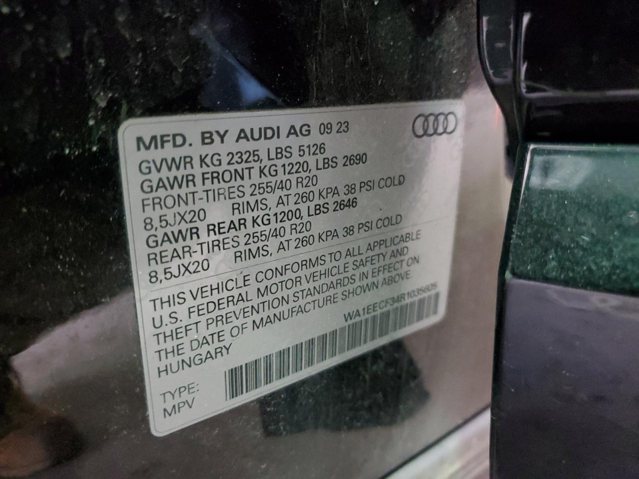 2024 AUDI Q3 PREMIUM PLUS S LINE 45 VIN:WA1EECF34R1035605