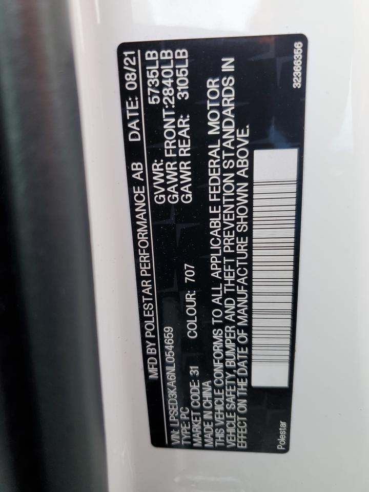 2022 POLESTAR 2 VIN:LPSED3KA6NL054659