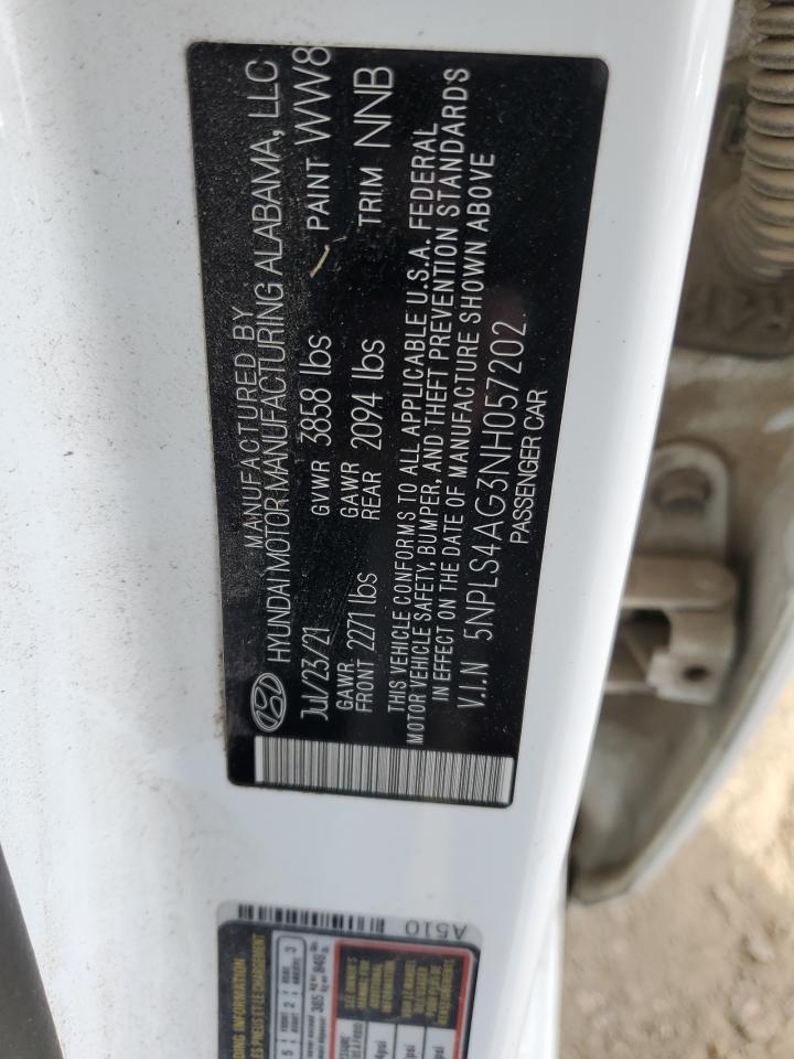 2022 HYUNDAI ELANTRA SEL VIN:19XFB2F84CE096174