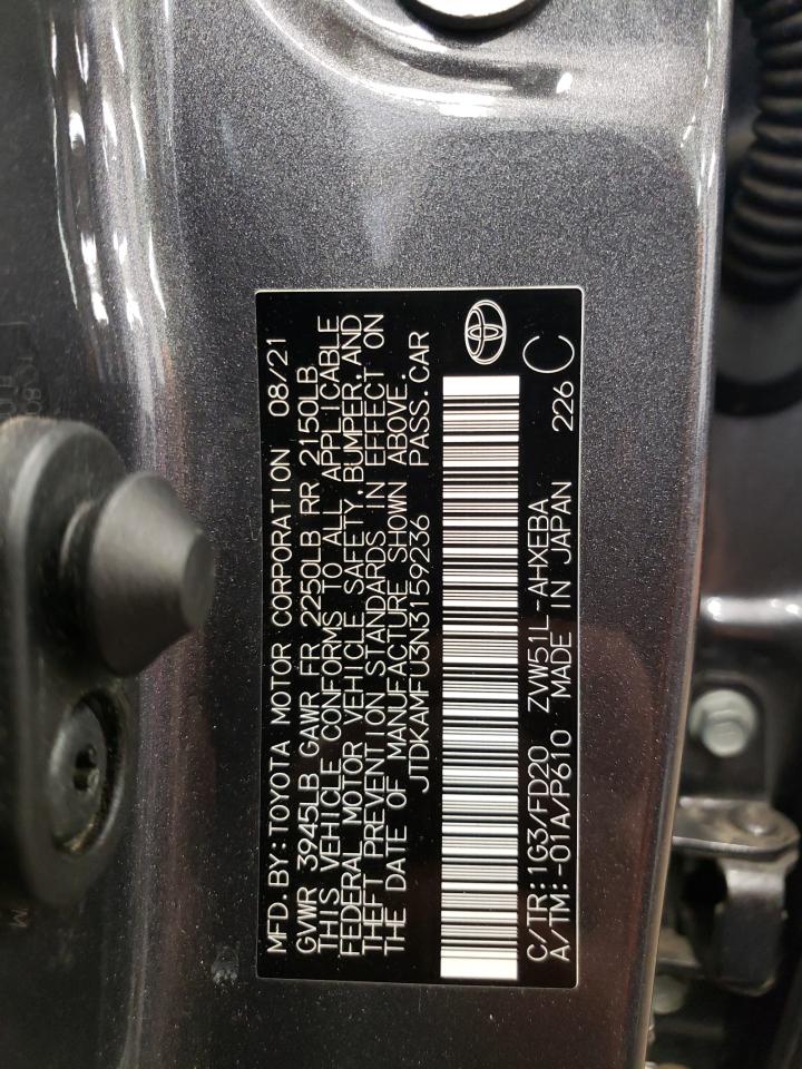 2022 TOYOTA PRIUS NIGHT SHADE VIN:JTDKAMFU3N3159236