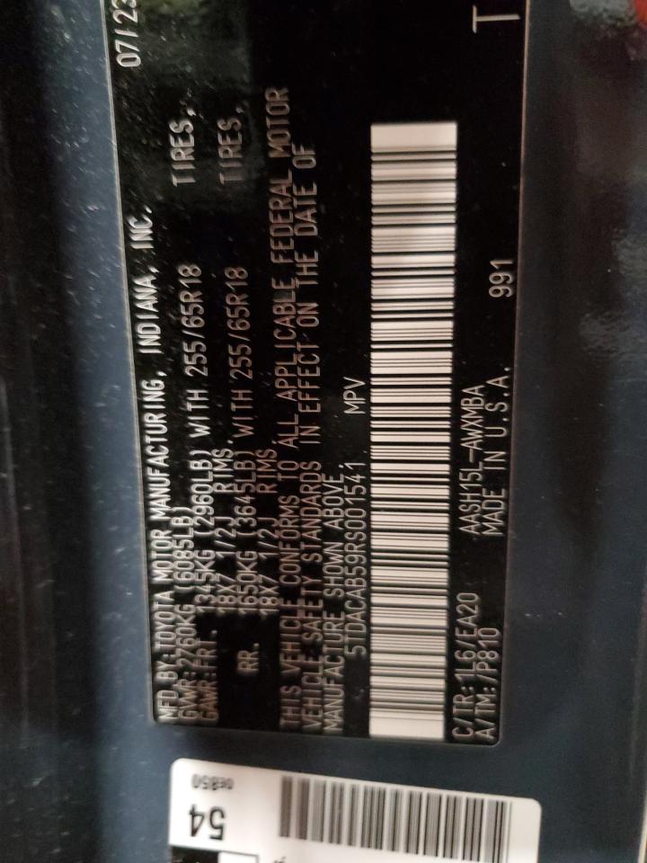 2024 TOYOTA GRAND HIGHLANDER XLE VIN:5TDACAB59RS001541