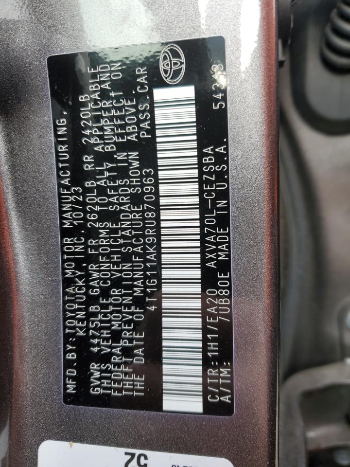 2024 TOYOTA CAMRY SE NIGHT SHADE VIN:4T1G11AK9RU870963