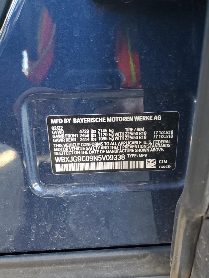 2022 BMW X1 XDRIVE28I VIN:WBXJG9C09N5V09338