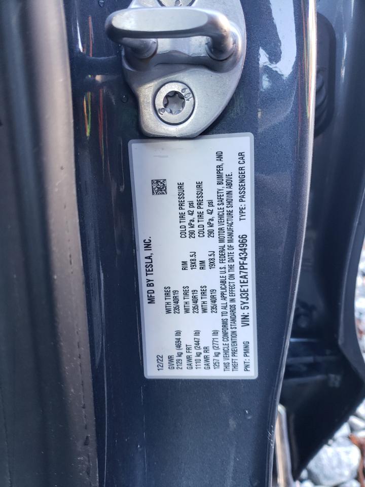 2023 TESLA MODEL 3 VIN:5YJ3E1EA7PF434966