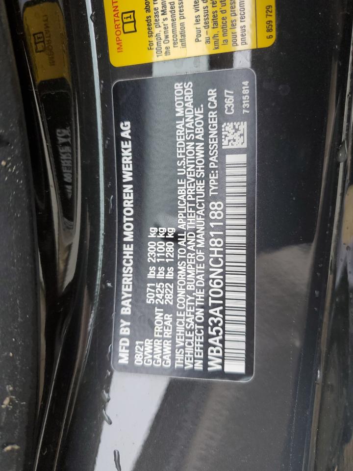 2022 BMW M440I VIN:WBA53AT06NCH81188