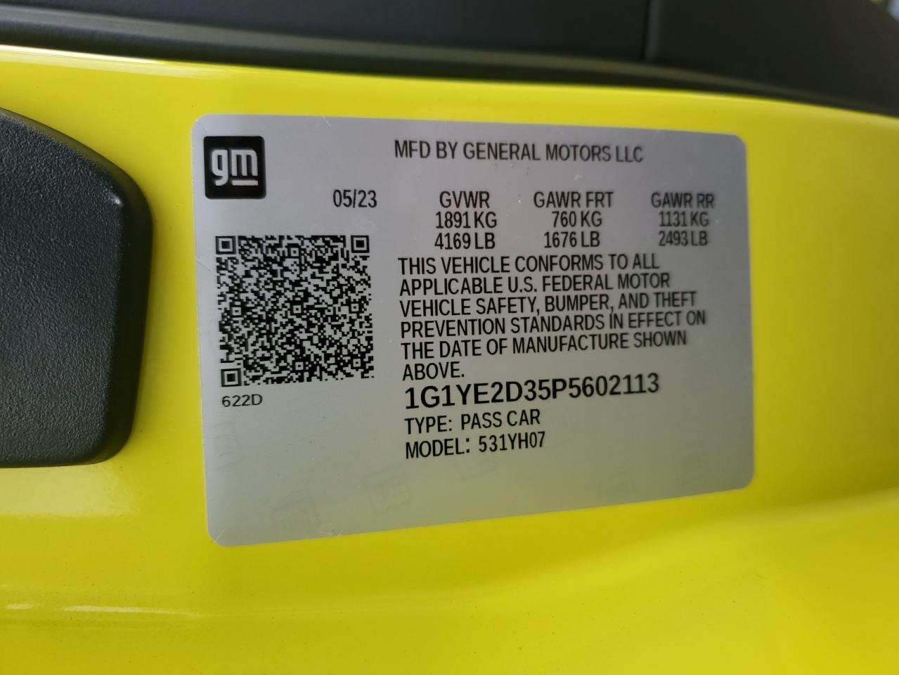 2023 CHEVROLET CORVETTE Z06 2LZ VIN:1G1YE2D35P5602113