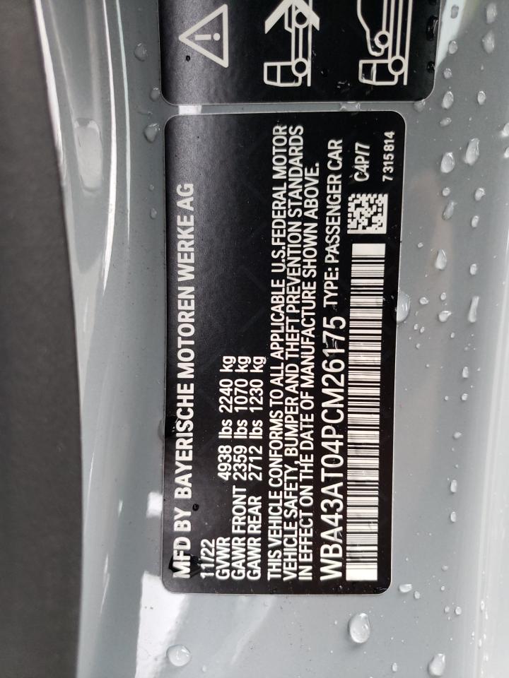 2023 BMW 430XI VIN:WBA43AT04PCM26175