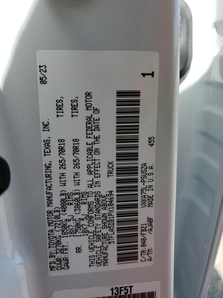 2023 TOYOTA TUNDRA CREWMAX SR VIN:5TFLA5DB1PX104694