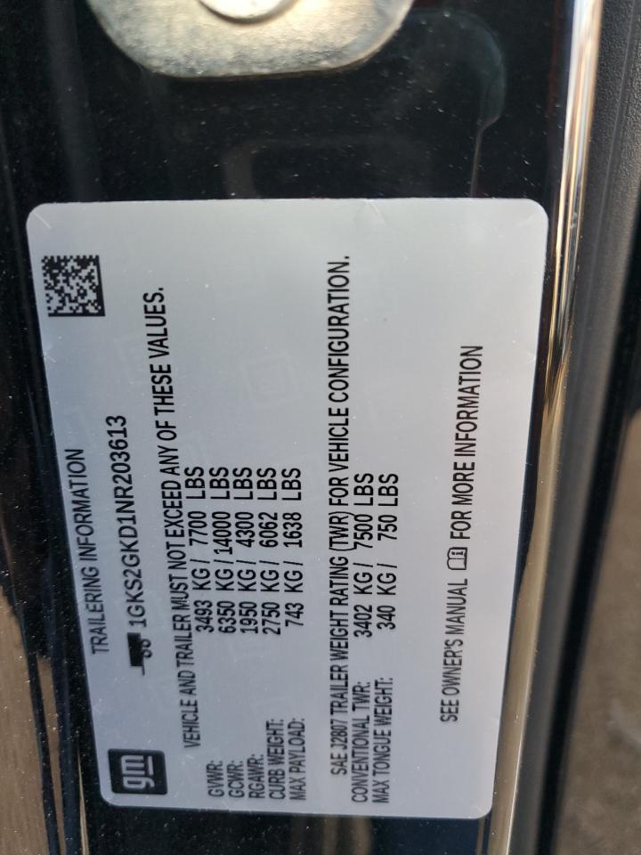 2022 GMC YUKON XL K1500 SLT VIN:1GKS2GKD1NR203613