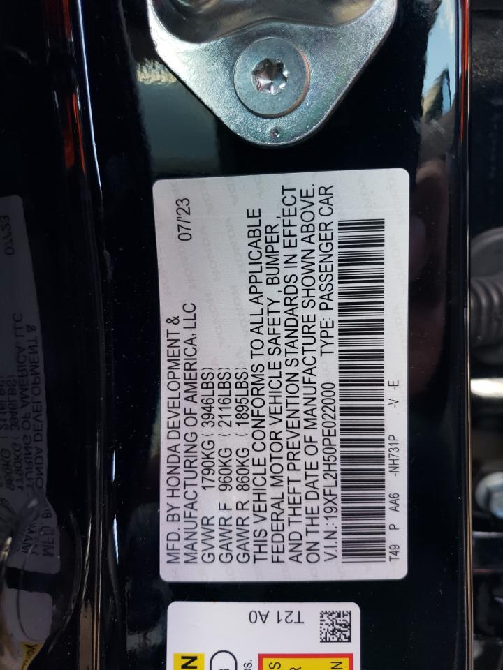 2023 HONDA CIVIC LX VIN:19XFL2H50PE022000